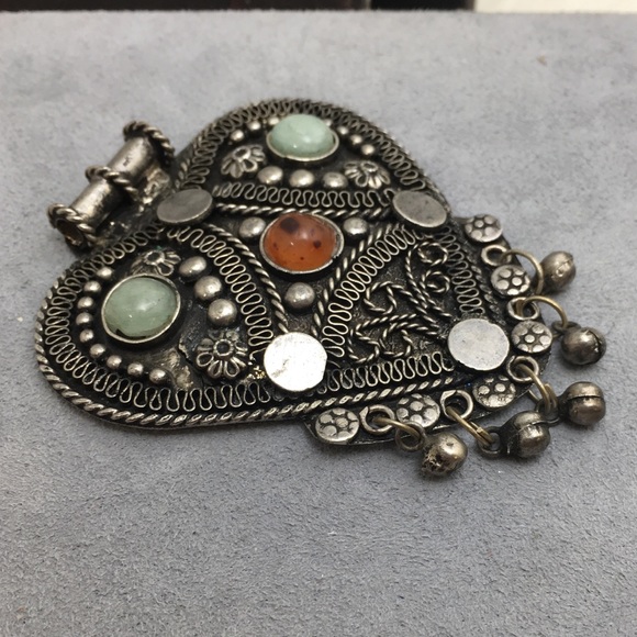 Tribal Slider Heart Pendant w/ Bells - Picture 2 of 6